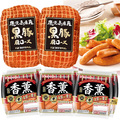 鹿児島県産恵味の黒豚肩ロース（ブロック）と香薫あらびきポークウインナー２個束×３の満足セット